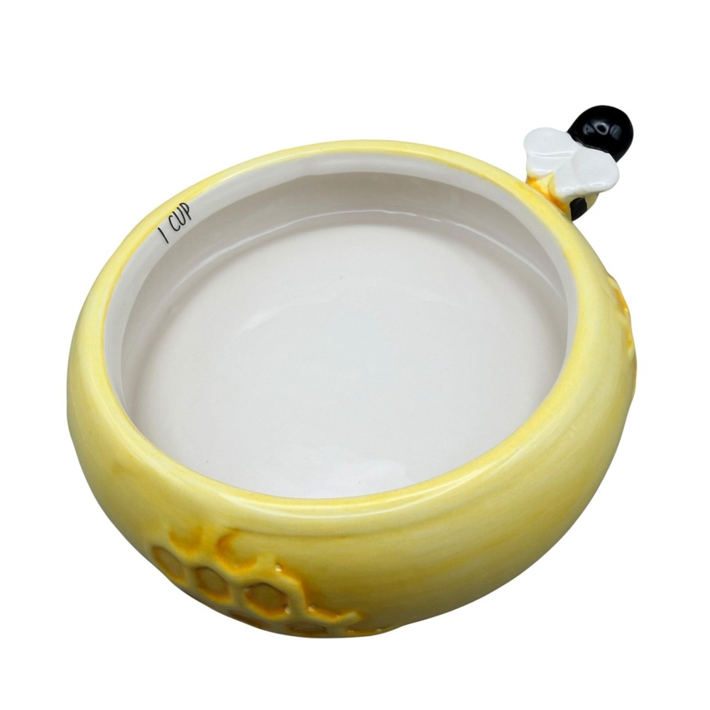 Ceramic Beehive Stacking Measuring Cups Set Yellow Honeycomb Bumblebee 4 Piece - Picture 8 of 9